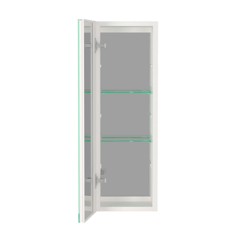 Supfirm 30x10 inch White Medicine Cabinet With Storage Aluminum Bathroom Medicine Cabinets Mirror Adjustable Glass Shelves Left Open - Supfirm