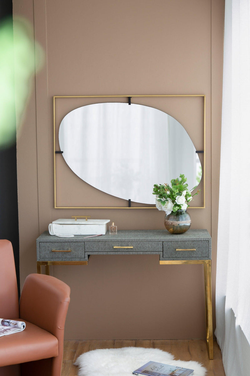 Supfirm 30x1x40" Poppy Mirror with Gold Metal Frame Contemporary Design Wall Decor for Bathroom, Entryway Wall Decor - Supfirm