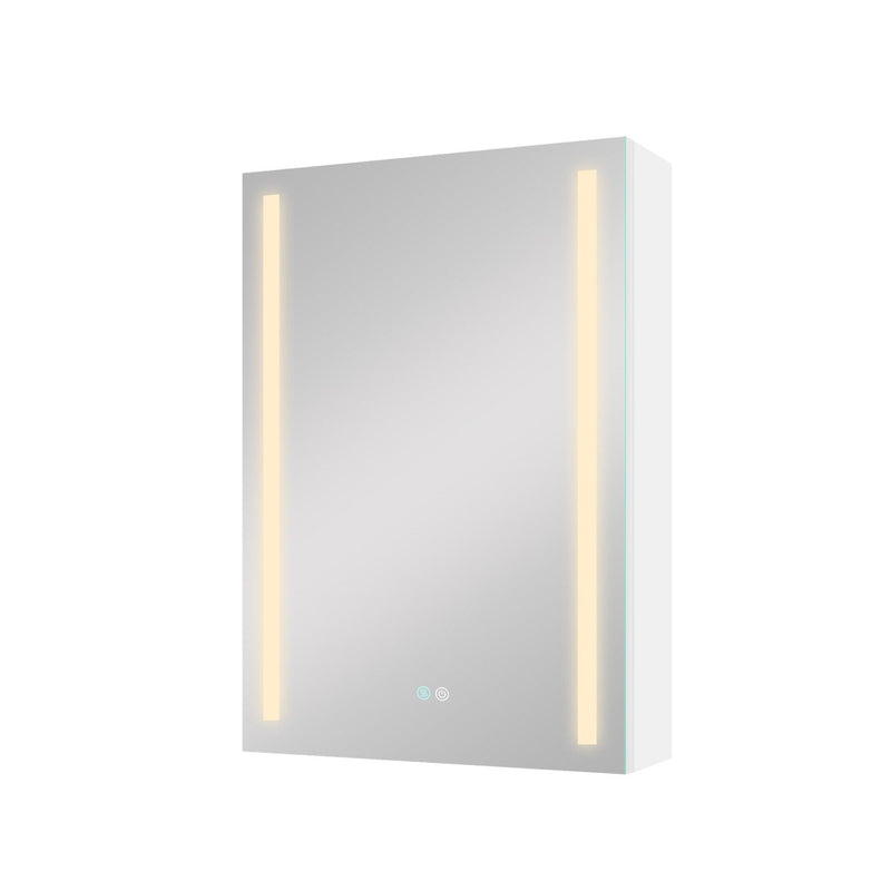 30x20 inch LED Bathroom Medicine Cabinet Surface Mounted Cabinets With Lighted Mirror White Right Open - Supfirm