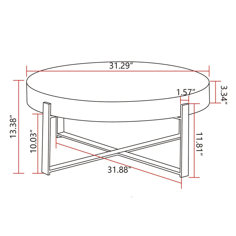 31.29"Modern Retro Splicing Round Coffee Table,Fir Wood Table Top with Gold Cross Legs Base(Same SKU:W757102843) - Supfirm