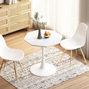 31.50"Modern Octagonal Coffee Table with MDF Table Top,Metal Base, for Dining Room, Kitchen, Living Room,White - Supfirm