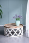 31.9x31.9x15.7" Rustic Round Wooden Coffee Table, White - Supfirm