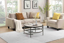 32.48'' Round Coffee Table With Sintered Stone Top&Sturdy Metal Frame, Modern Coffee Table for Living Room, Darker Gray - Supfirm