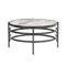 32.48'' Round Coffee Table With Sintered Stone Top&Sturdy Metal Frame, Modern Coffee Table for Living Room, Darker Gray - Supfirm