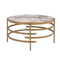 32.48'' Round Coffee Table With Sintered Stone Top&Sturdy Metal Frame, Modern Coffee Table for Living Room, Golden - Supfirm