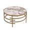 32.48'' Round Coffee Table With Sintered Stone Top&Sturdy Metal Frame, Modern Coffee Table for Living Room, Golden - Supfirm