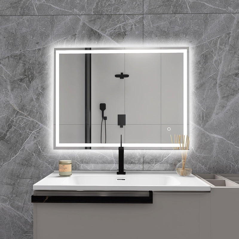 Supfirm 32 x 24 in. Rectangular Frameless Wall-Mount Anti-Fog Bluetooth LED Light Bathroom Vanity Mirror - Supfirm