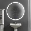 Supfirm 32 x 32 Inch Round Frameless LED Illuminated Bathroom Mirror, Touch Button Defogger, Metal, Silver - Supfirm