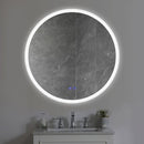 Supfirm 32 x 32 Inch Round Frameless LED Illuminated Bathroom Mirror, Touch Button Defogger, Metal, Silver - Supfirm