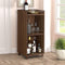 34 Inch 3 Tier Wine Cubbies Rack, Metal Bar Accents, Wood Grain Details, Dark Brown - Supfirm