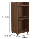 34 Inch 3 Tier Wine Cubbies Rack, Metal Bar Accents, Wood Grain Details, Dark Brown - Supfirm