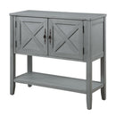 35''Farmhouse Wood Buffet Sideboard Console Table with Bottom Shelf and 2-Door Cabinet, for Living Room, Entryway,Kitchen Dining Room Furniture (Antique Gray) - Supfirm