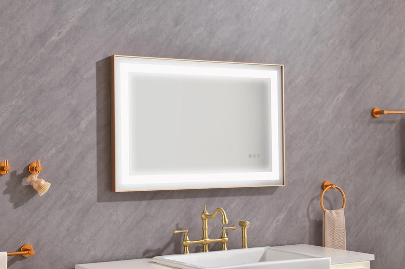 36*24 LED Lighted Bathroom Wall Mounted Mirror with High Lumen+Anti-Fog Separately Control - Supfirm