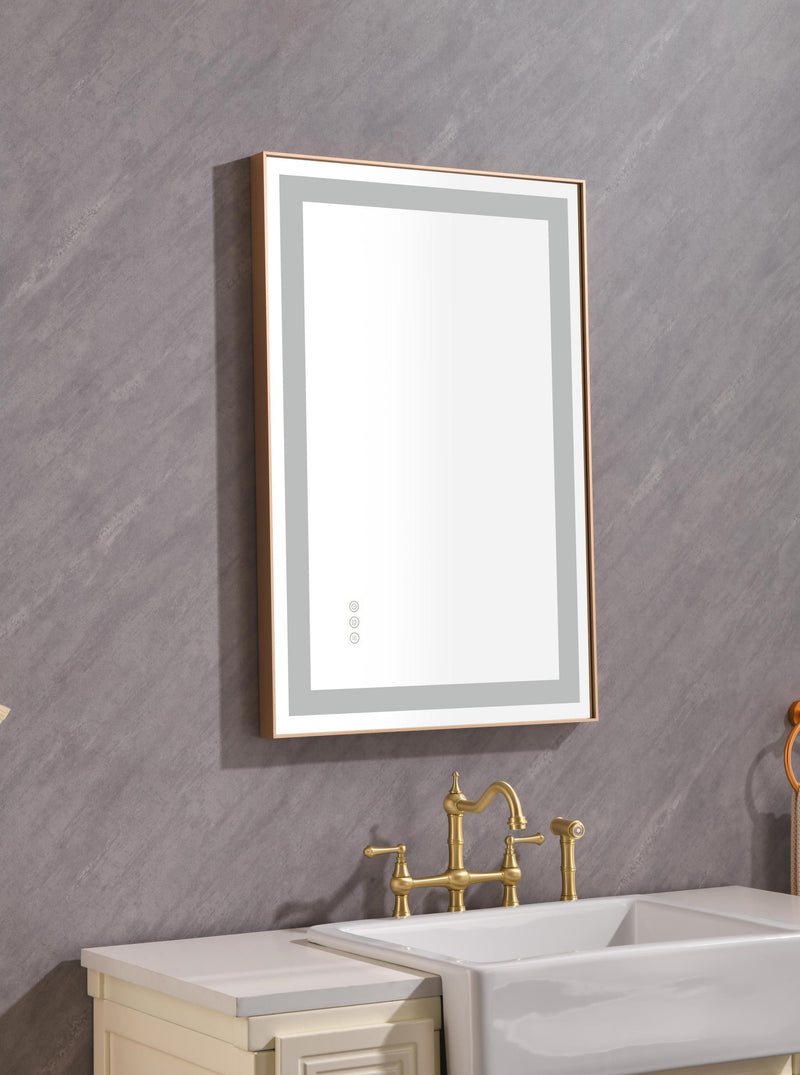 36*24 LED Lighted Bathroom Wall Mounted Mirror with High Lumen+Anti-Fog Separately Control - Supfirm