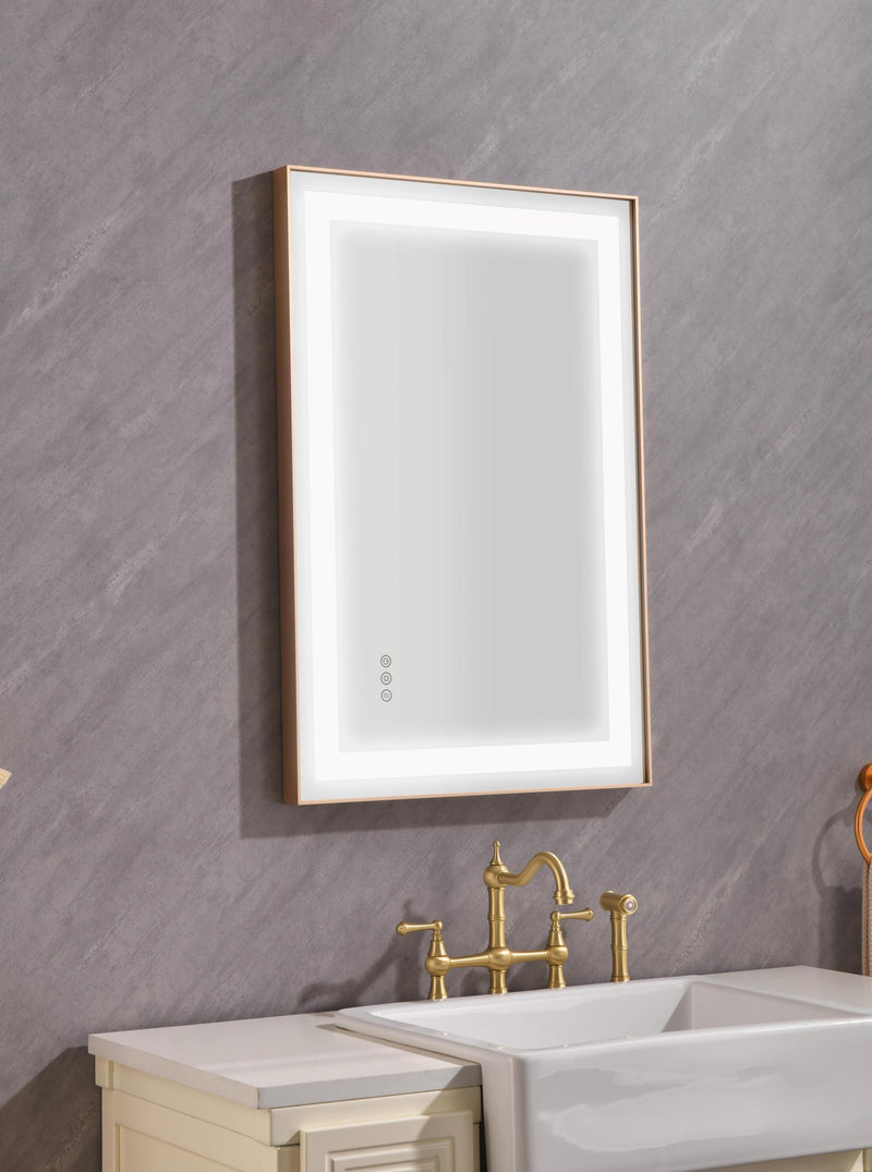 36*24 LED Lighted Bathroom Wall Mounted Mirror with High Lumen+Anti-Fog Separately Control - Supfirm