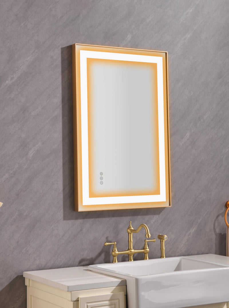 36*24 LED Lighted Bathroom Wall Mounted Mirror with High Lumen+Anti-Fog Separately Control - Supfirm