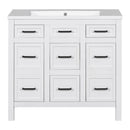 Supfirm 36" Bathroom Vanity Cabinet with Resin Integrated Sink - 4 Drawers, 2 Doors - Supfirm