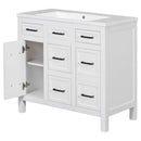 Supfirm 36" Bathroom Vanity Cabinet with Resin Integrated Sink - 4 Drawers, 2 Doors - Supfirm