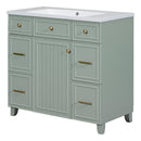 Supfirm 36" Bathroom Vanity Cabinet with Sink Top Combo Set, Green, Single Sink, Shaker Cabinet with Soft Closing Door and Drawer - Supfirm