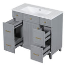 Supfirm 36" Bathroom Vanity Cabinet with Sink Top Combo Set, Grey, Single Sink, Shaker Cabinet with Soft Closing Door and Drawer - Supfirm