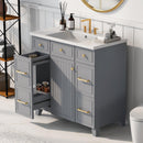 Supfirm 36" Bathroom Vanity Cabinet with Sink Top Combo Set, Grey, Single Sink, Shaker Cabinet with Soft Closing Door and Drawer - Supfirm