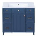 Supfirm 36" Bathroom Vanity Cabinet with Sink Top Combo Set, Navy Blue, Single Sink, Shaker Cabinet with Soft Closing Door and Drawer - Supfirm