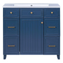 Supfirm 36" Bathroom Vanity Cabinet with Sink Top Combo Set, Navy Blue, Single Sink, Shaker Cabinet with Soft Closing Door and Drawer - Supfirm