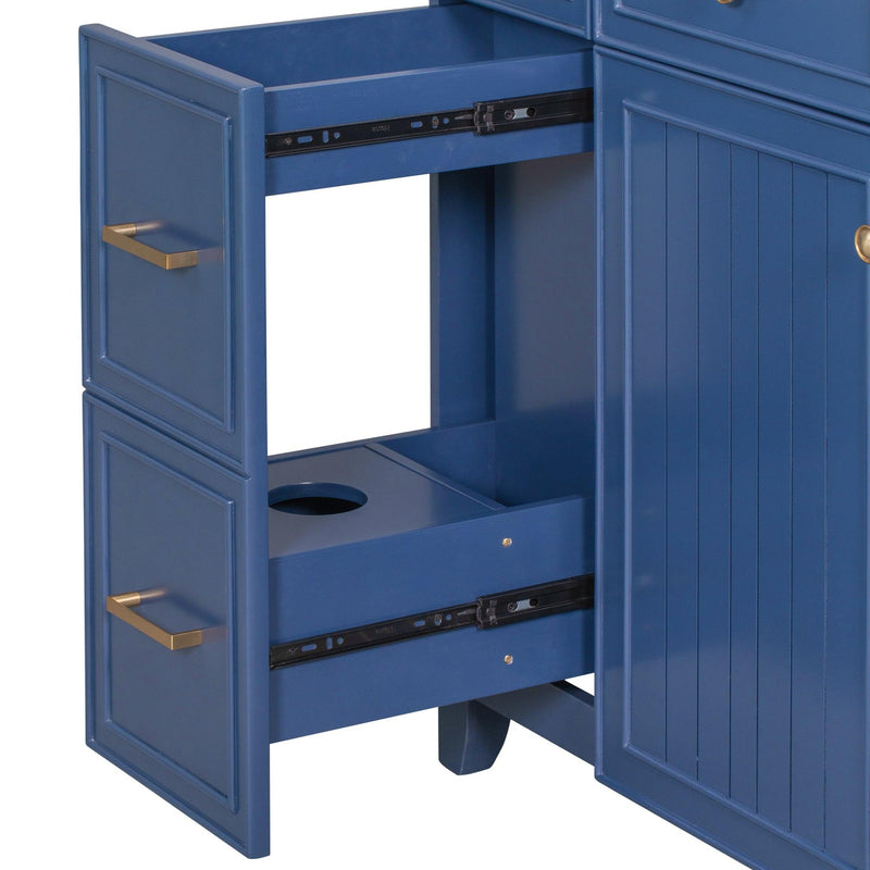 Supfirm 36" Bathroom Vanity Cabinet with Sink Top Combo Set, Navy Blue, Single Sink, Shaker Cabinet with Soft Closing Door and Drawer - Supfirm