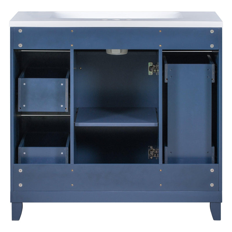 Supfirm 36" Bathroom Vanity Cabinet with Sink Top Combo Set, Navy Blue, Single Sink, Shaker Cabinet with Soft Closing Door and Drawer - Supfirm