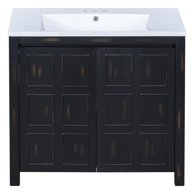 Supfirm 36" Bathroom Vanity Organizer with Sink, Combo Cabinet Set, Bathroom Storage Cabinet, Retro Espresso - Supfirm