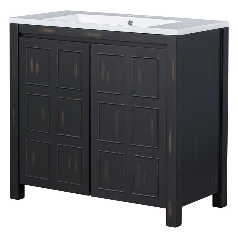 Supfirm 36" Bathroom Vanity Organizer with Sink, Combo Cabinet Set, Bathroom Storage Cabinet, Retro Espresso - Supfirm