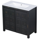 Supfirm 36" Bathroom Vanity Organizer with Sink, Combo Cabinet Set, Bathroom Storage Cabinet, Retro Espresso - Supfirm