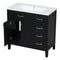 36" Bathroom Vanity with Sink Combo, Black Bathroom Cabinet with Drawers, Solid Frame and MDF Board - Supfirm