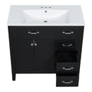 36" Bathroom Vanity with Sink Combo, Black Bathroom Cabinet with Drawers, Solid Frame and MDF Board - Supfirm