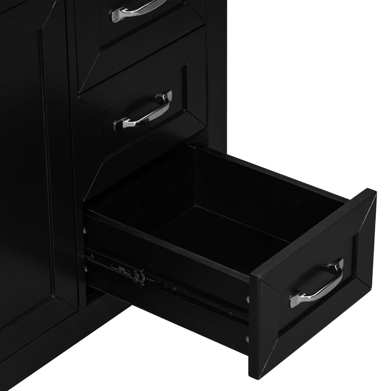 36" Bathroom Vanity with Sink Combo, Black Bathroom Cabinet with Drawers, Solid Frame and MDF Board - Supfirm