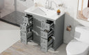 36" Bathroom Vanity with Sink Combo, One Cabinet and Six Drawers, Solid Wood and MDF Board, Grey - Supfirm