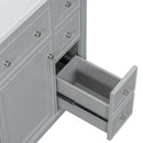 36" Bathroom Vanity with Sink Combo, One Cabinet and Six Drawers, Solid Wood and MDF Board, Grey - Supfirm