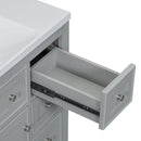 36" Bathroom Vanity with Sink Combo, One Cabinet and Six Drawers, Solid Wood and MDF Board, Grey - Supfirm