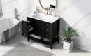 36" Bathroom Vanity with Sink Combo, One Cabinet and Three Drawers, Solid Wood and MDF Board, Black - Supfirm