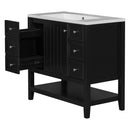 36" Bathroom Vanity with Sink Combo, One Cabinet and Three Drawers, Solid Wood and MDF Board, Black - Supfirm