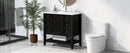 36" Bathroom Vanity with Sink Combo, One Cabinet and Three Drawers, Solid Wood and MDF Board, Black - Supfirm