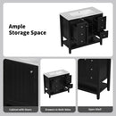 36" Bathroom Vanity with Sink Combo, One Cabinet and Three Drawers, Solid Wood and MDF Board, Black - Supfirm