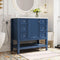 36" Bathroom Vanity with Sink Combo, One Cabinet and Three Drawers, Solid Wood and MDF Board, Blue - Supfirm