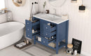 36" Bathroom Vanity with Sink Combo, One Cabinet and Three Drawers, Solid Wood and MDF Board, Blue - Supfirm