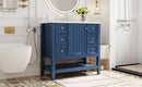 36" Bathroom Vanity with Sink Combo, One Cabinet and Three Drawers, Solid Wood and MDF Board, Blue - Supfirm