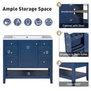 36" Bathroom Vanity with Sink Combo, One Cabinet and Three Drawers, Solid Wood and MDF Board, Blue - Supfirm