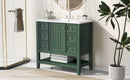 36" Bathroom Vanity with Sink Combo, One Cabinet and Three Drawers, Solid Wood and MDF Board, Green - Supfirm