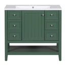 36" Bathroom Vanity with Sink Combo, One Cabinet and Three Drawers, Solid Wood and MDF Board, Green - Supfirm