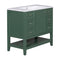 36" Bathroom Vanity with Sink Combo, One Cabinet and Three Drawers, Solid Wood and MDF Board, Green - Supfirm