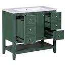 36" Bathroom Vanity with Sink Combo, One Cabinet and Three Drawers, Solid Wood and MDF Board, Green - Supfirm